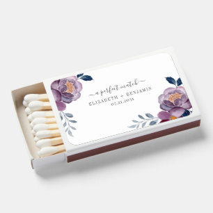 Purple Floral Modern Wedding Matchboxes