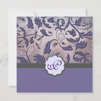 Purple Floral Monogram Invitation by TreasureTheMoments at Zazzle