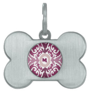 Purple Floral Monogram Pet ID Tag