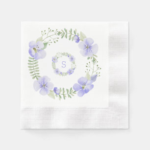 Purple Floral Monogram Watercolor Elegant Napkins