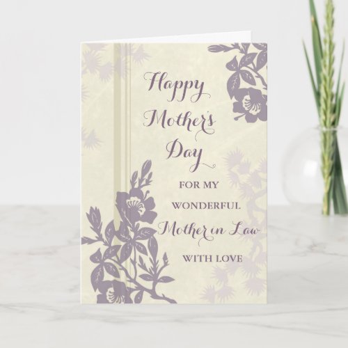 Purple Floral Mother in Law Happy Mothers Day Card