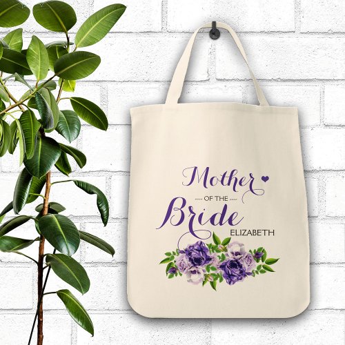 Purple Floral Mother of the Bride Tote Bag