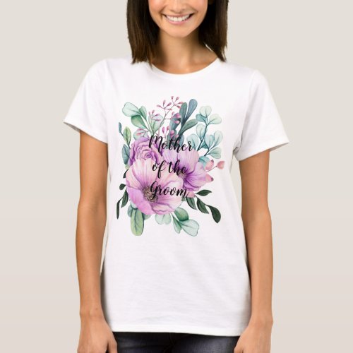 Purple Floral MOTHER of the GROOM Wedding Bridal T_Shirt
