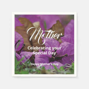 Purple Floral MOTHER'S DAY BIRTHDAY Party Paper Napkins