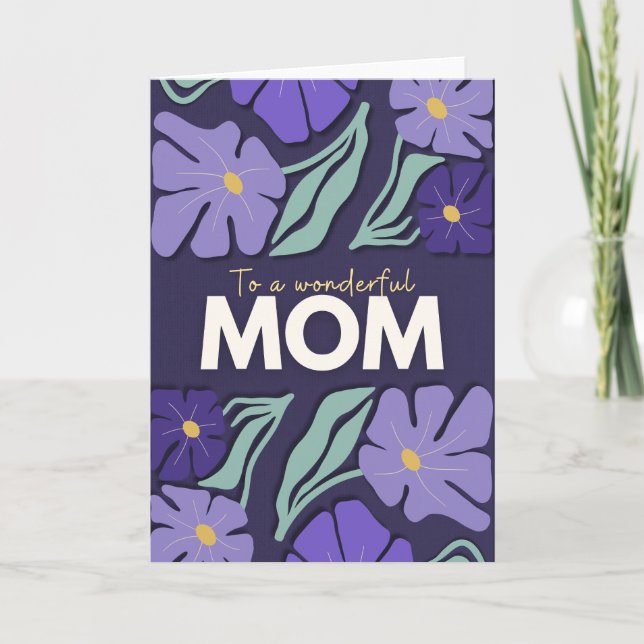 Purple Floral Mother's Day Gift - To Mom Holiday Card (Front)