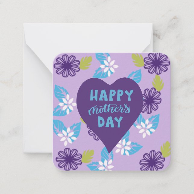 Purple Floral Mothers Day : Note Card (Front)