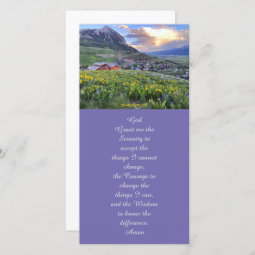 Purple Floral Mountain Memorial Prayer Card | Zazzle