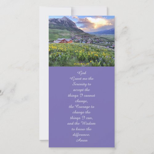 Purple Floral Mountain Memorial Prayer Card