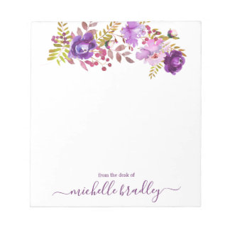 Purple Floral Name From The Desk Of Notepad