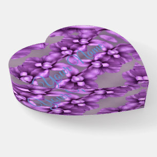 Purple Floral NAME Gift - Customizable Flower Paperweight