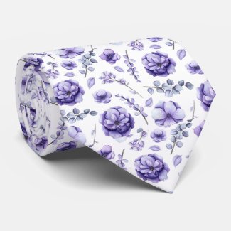 Purple Floral Neck Tie