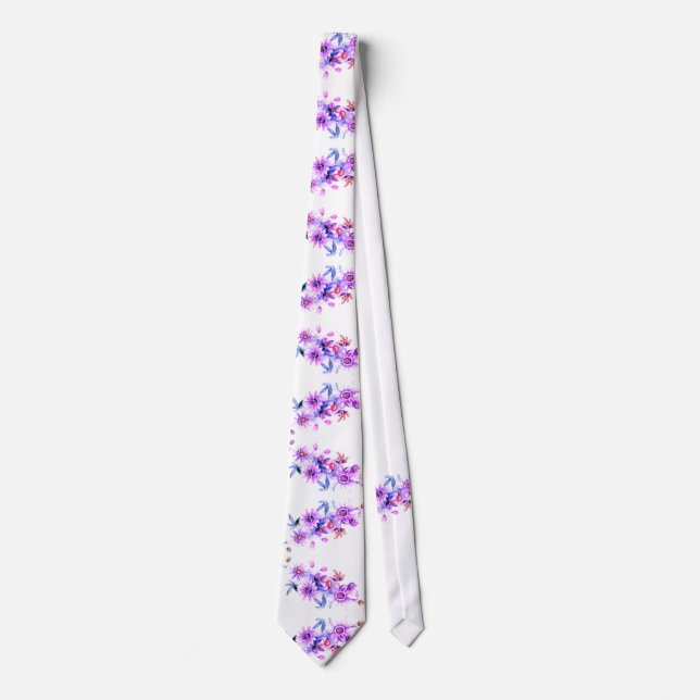 Purple Floral Neck Tie (Front)