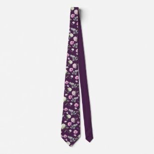 Purple Floral Neck Tie