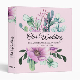 Purple Floral NEWLYWEDS Wedding Planner or Album 3 Ring Binder