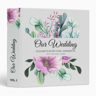 Purple Floral NEWLYWEDS Wedding Planner or Album 3 Ring Binder