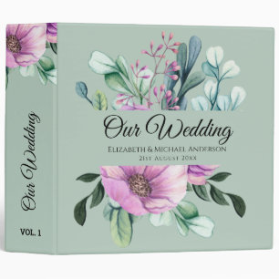 Purple Floral NEWLYWEDS Wedding Planner or Album 3 Ring Binder
