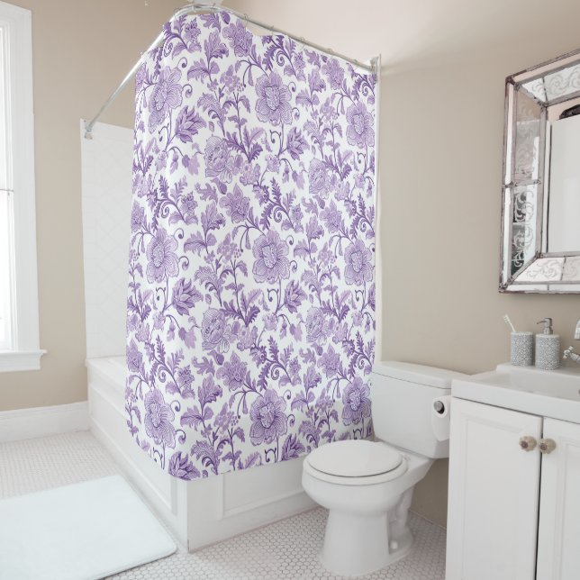Purple Floral Paisley Shower Curtain (In Situ)
