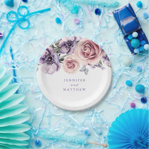 Purple Floral Paper Plate Zazzle