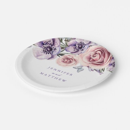 Purple Floral Paper Plate Zazzle