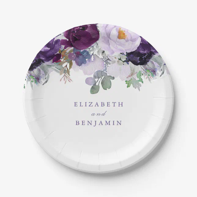 Purple Floral Paper Plates Zazzle
