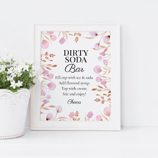 Purple Floral Party Dirty Soda Bar Sign