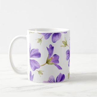Purple Floral Pattern Coffee Mug