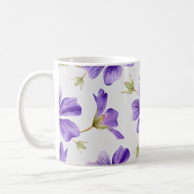 Purple Floral Pattern  Coffee Mug (Left)