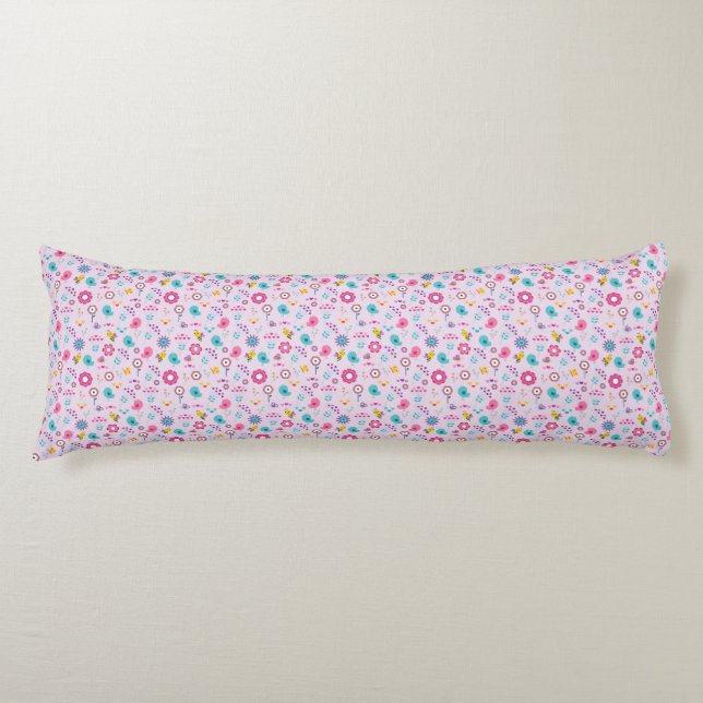 Purple Floral Pattern Cute Pastel Body Pillow (Front)