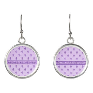Purple Floral Pattern Earrings