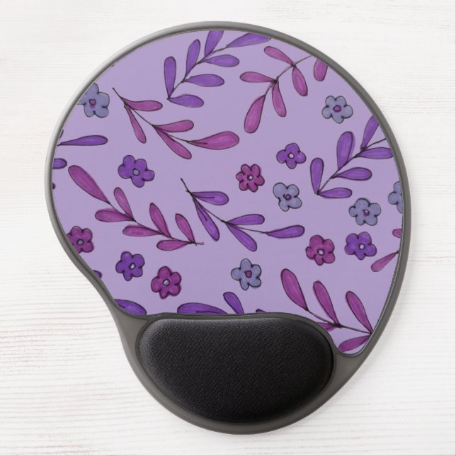 Purple floral pattern gel mouse pad (Front)