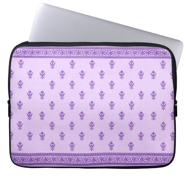 Purple Floral Pattern Laptop Sleeve (Front)
