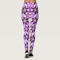 Purple Floral Pattern Leggings