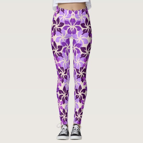 Purple Floral Pattern Leggings