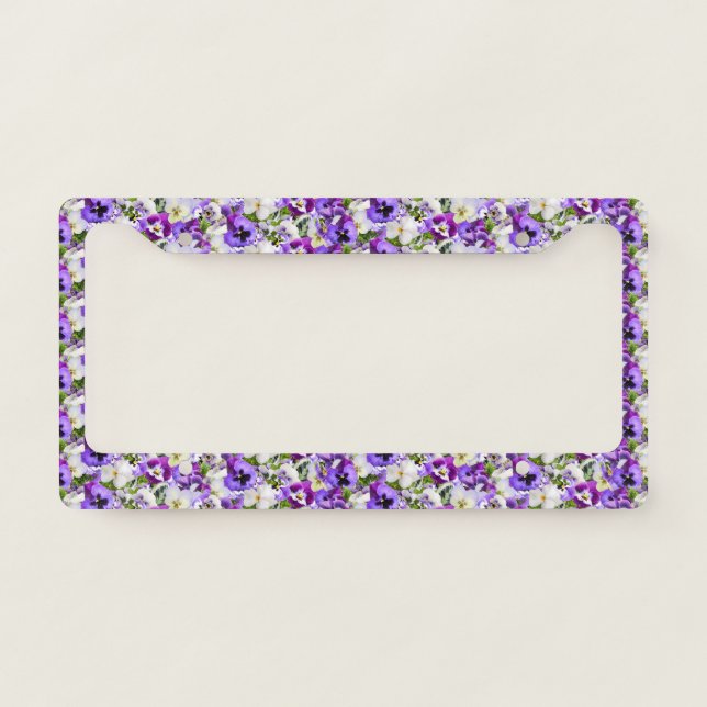 Purple Floral Pattern License Plate Frame (Front)