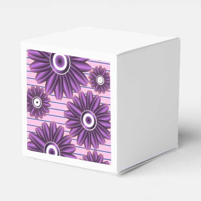 Purple Floral Pattern Modern Abstract Flower Desig Favor Boxes (Back Side)