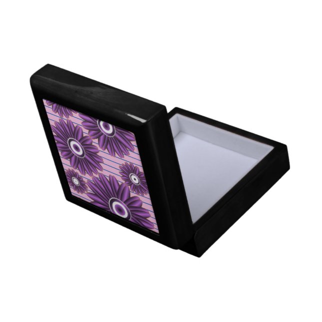 Purple Floral Pattern Modern Abstract Flower Desig Gift Box (Back Open)