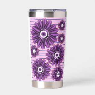 Purple Floral Pattern Modern Abstract Flower Desig Insulated Tumbler