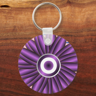 Purple Floral Pattern Modern Abstract Flower Desig Keychain
