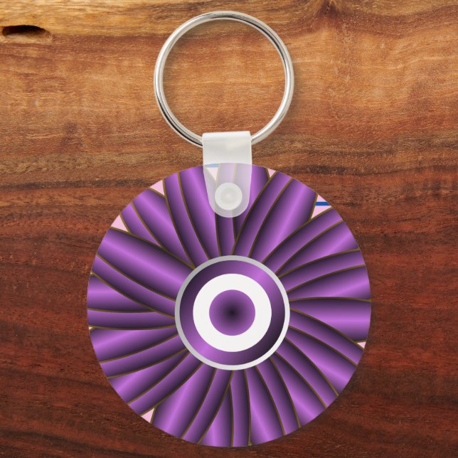 Purple Floral Pattern Modern Abstract Flower Desig Keychain (Front)