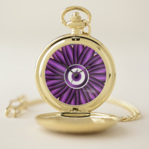 Purple Floral Pattern Modern Abstract Flower Desig Pocket Watch