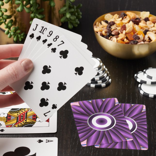 Purple Floral Pattern Modern Abstract Flower Desig Poker Cards (In Situ)