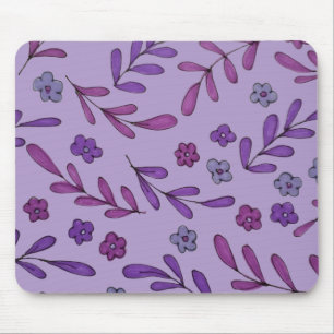 Purple floral pattern mouse pad
