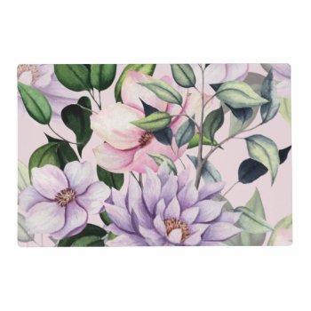 Purple Floral Pattern Placemat by Iggys_World at Zazzle