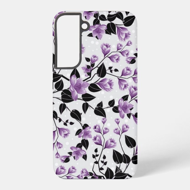 Purple Floral Pattern Samsung Galaxy Case (Back)