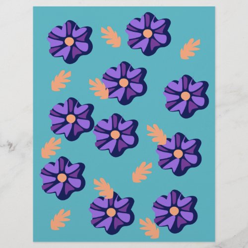 Purple Floral Pattern Scrapbook Paper