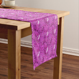 Purple floral pattern.   short table runner