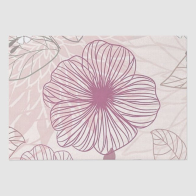 purple floral pattern tissue paper (Front)