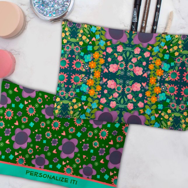 Purple Floral Pattern Unique Custom Accessory Bag (Creator Uploaded)