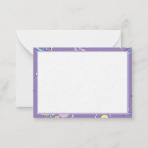 Purple Floral Patterned Everyday Note Cards