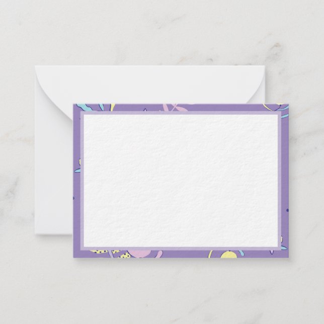 Purple Floral Patterned Everyday Note Cards (Front)